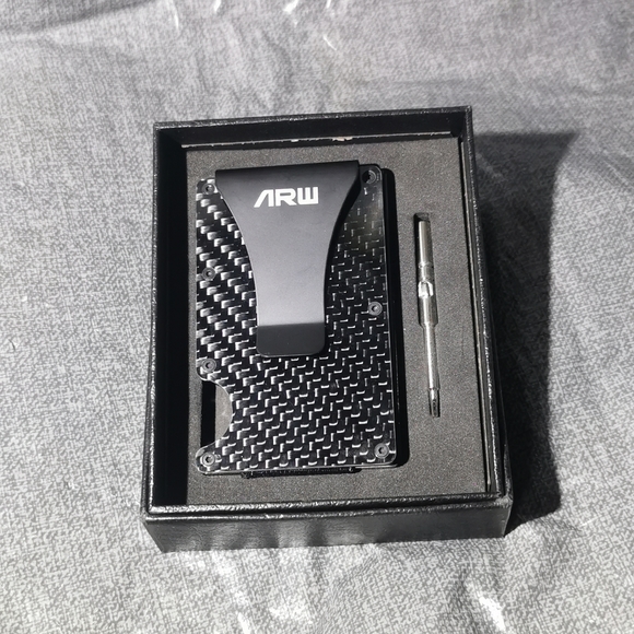 Minimalist Wallet ARW Money Clip Wallet, RFID Blocking NEW NWT Carbon fiber - Picture 2 of 6
